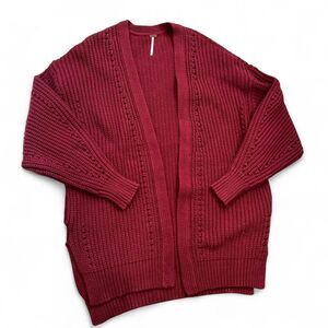 Boho Slouchy Oversized Free People Nightingale Cardi Cabernet